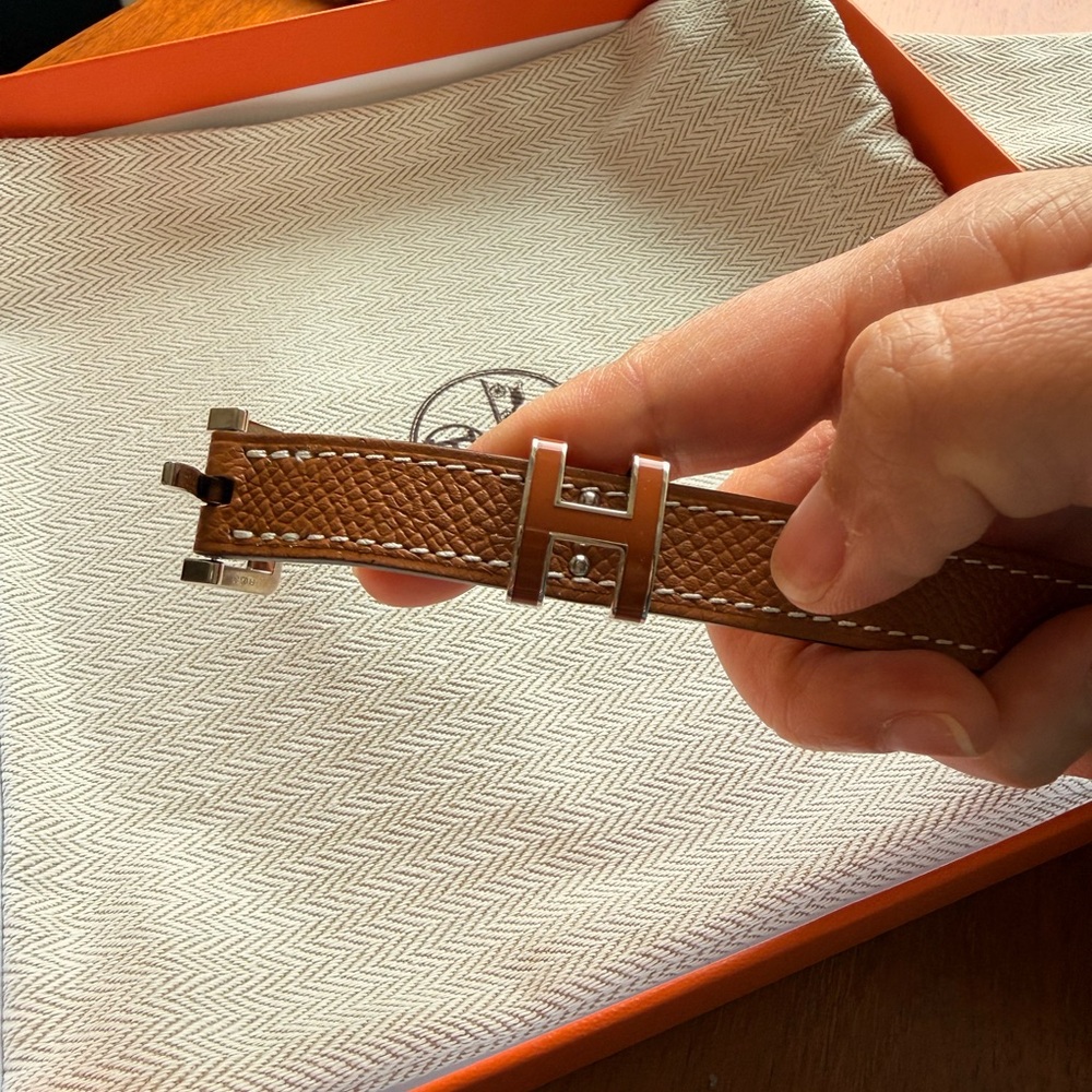Hermes Pop-H Belt, Gold with silver hardware, size 75
